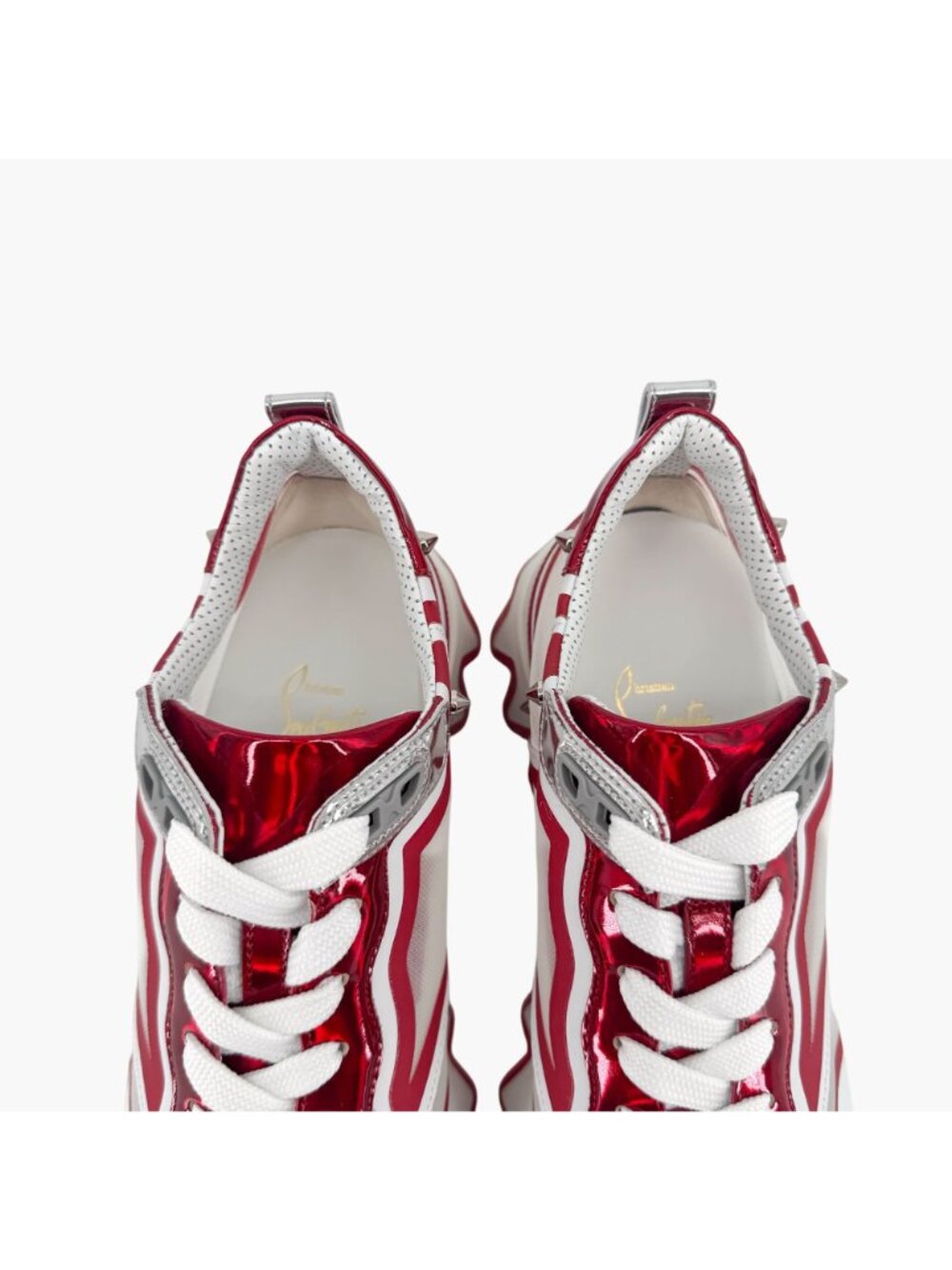 Christian Louboutin Sharkina White Mesh Red Sneakers Size 38 US 8 Women's 6968 - Picture 6 of 15